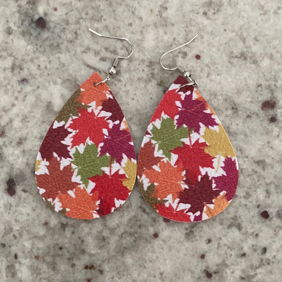 Fall Faux Leather Earrings - Picture 1 of 3